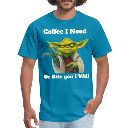 Coffee Yoda T-Shirt - turquoise