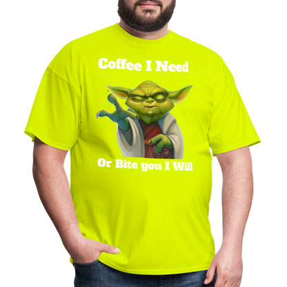 Coffee Yoda T-Shirt - safety green