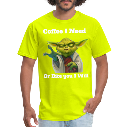 Coffee Yoda T-Shirt - safety green