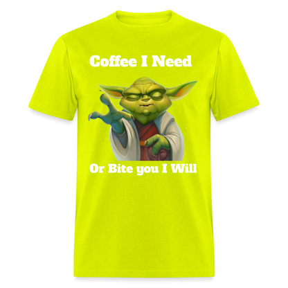 Coffee Yoda T-Shirt - safety green